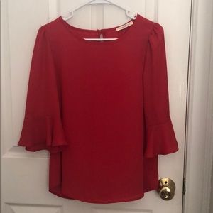 Women’s Bell Sleeve Blouse, Red